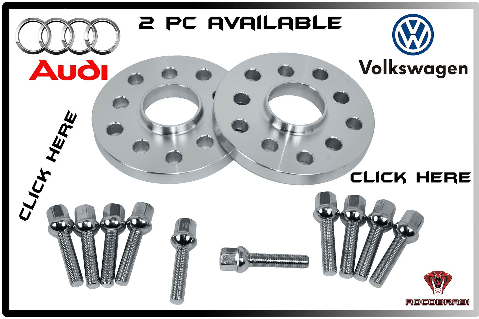 Complete Bolt On 20mm Hub Centric Wheel Spacers Fits Vw